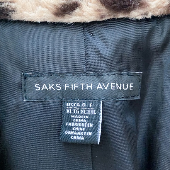 Saks Fifth Avenue Longline Faux Leopard Fur Coat - Picture 4 of 7
